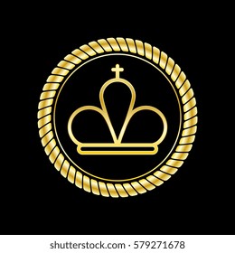 golden king's crown with coiled rope border