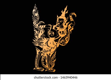 Golden Kinnaree is used as a background image. Vector illustration