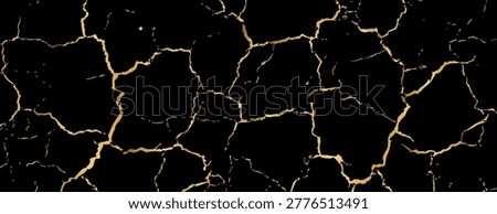 golden kintsugi crack texture, Abstract vector background