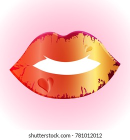 Golden kiss, lips