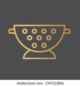 golden kitchen colander icon- vector illustration