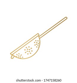 golden kitchen colander icon- vector illustration