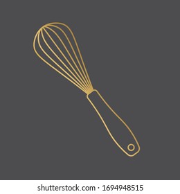 golden kitchen whisk, icon- vector illustration