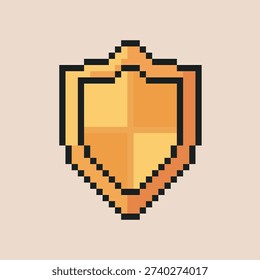 Golden Kite Shield Pixel Art Icon for Fantasy Defense Equipment