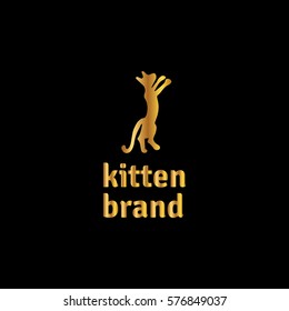 Golden kitten vector logo