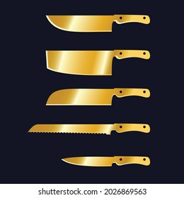 golden knife set, vector file easy to use