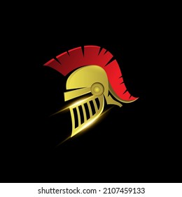 Golden knight helmet design logo template