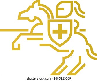 golden knight on horse vector icon 