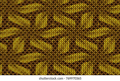 Golden knitting texture in abstract elegant luxury background for your creative design ideas. floral geometric vector design with crochet texture for background, fabric and textile purposes. 