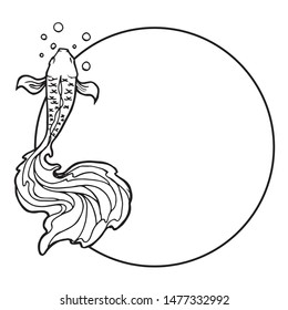 Golden Koi Carp.Place for text.Isolate background vector illustration