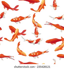 Golden koi fishes seamless vector print