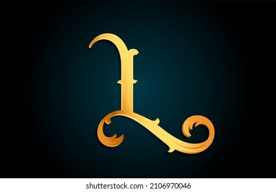 Golden L alphabet letter logo icon design. Creative template for business or company with yellow color