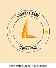 Golden L logo design vector