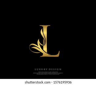 Golden L Luxury Logo Icon, Classy Letter Logo Design.