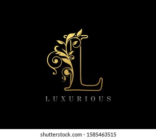 Golden L Luxury Logo Icon, Classy Letter Logo Design.