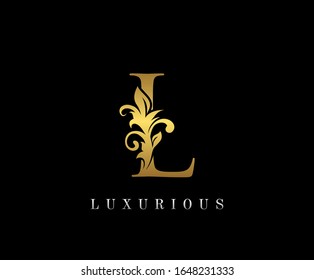 Golden L Luxury Logo Icon, Elegant L Letter Logo Design.