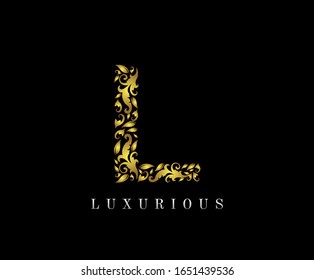Golden L Luxury Logo Icon, Elegant L Letter Logo Design.