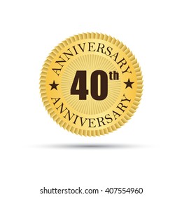 Golden label badge 40 years anniversary logo