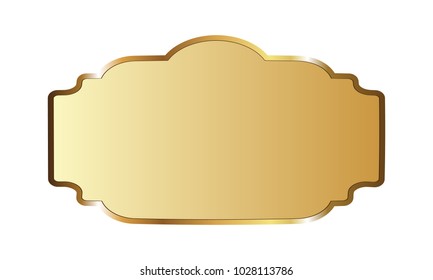 Golden Label Banner Ribbon Vector Background With Isolated Fancy Badge Vintage Sticker And Decorative Border Icon For Frame, Coin. Festive Colorful Tag Design Award Of Gift Illustration Collection