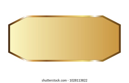 Golden label banner ribbon vector background with isolated fancy badge vintage sticker and decorative border icon for frame, coin. Festive colorful tag design award of gift illustration collection