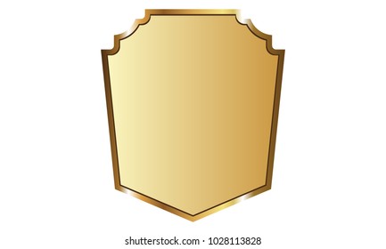 Golden label banner ribbon vector background with isolated fancy badge vintage sticker and decorative border icon for frame, coin. Festive colorful tag design award of gift illustration collection