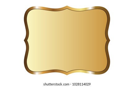 Golden label banner ribbon vector background with isolated fancy badge vintage sticker and decorative border icon for frame, coin. Festive colorful tag design award of gift illustration collection
