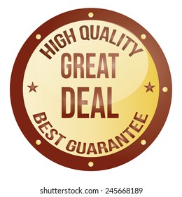 a golden label with brown borders and text for sales purposes