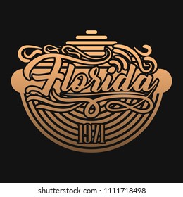 Golden label concept. Vector illustration design for t-shirt and printing.