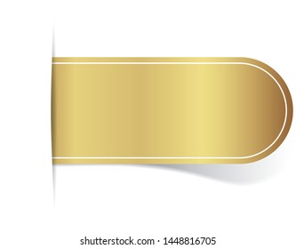 golden label with ribbon on white background