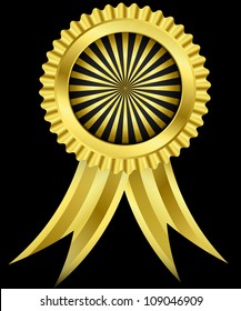 Golden label with ribbon, vector illustration