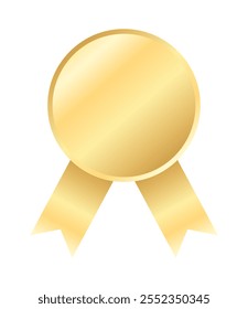 Goldener Etikettenaufkleber, Goldene Runde und Bänder Kreis-Badge-Symbole für Premium-Qualität Produkt, Beste Wahl, Sportgewinner, Realistisches goldenes Vektordesign glänzend einzeln auf weißem Hintergrund