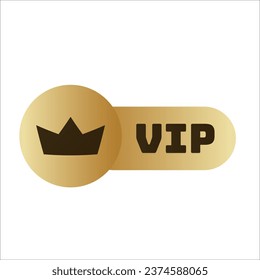 Golden label with vip crown. Elite premium certificate for invitation with exclusive emblem and elegant design for famous and wealthy vector visitors