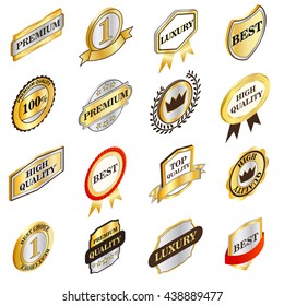 Golden labels collection, isometric 3d style