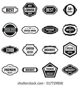 Golden labels icons set. Simple illustration of 16 golden labels vector icons for web