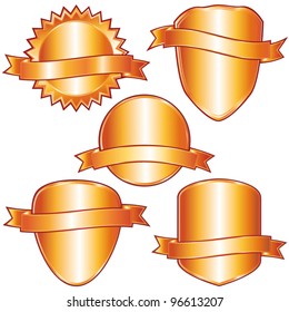 Golden labels and shields collection. Vector set.