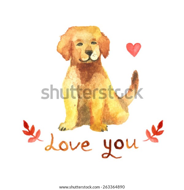 Golden Labrador Retriever Puppy Love You Stock Vector Royalty