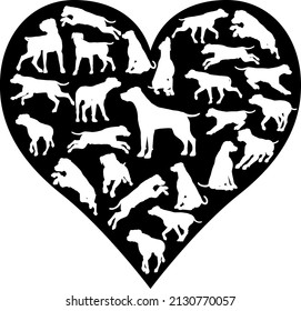 A Golden or Labrador Retriever or similar dog heart silhouette concept for someone who loves their pet