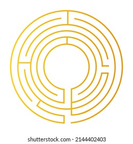 Golden labyrinth on the white background vector illustration in flat style