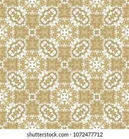 Golden lace ornamental texture on white background