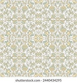 Golden laced abstract mosaic  pattern on white  background