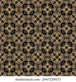 Golden laced abstract mosaic  pattern on dark  background