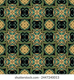 Golden laced abstract mosaic  pattern on dark  background