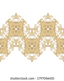 Golden laced border ornament,  on white background