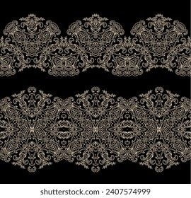 Golden laced border ornaments,  on dark background