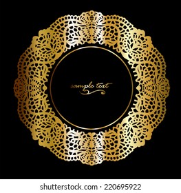 Golden lacy decor on a black background