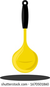 Golden Ladle, Illustration, Vector On White Background.