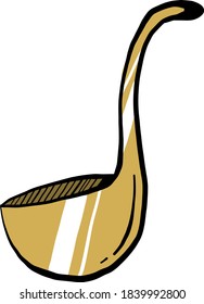 Golden Ladle, Illustration, Vector On White Background