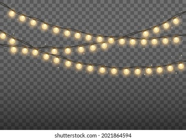 Golden lamps garland. Glowing lights for Xmas Holiday. - Powered by Shutterstock - Get 15% off with code: PIKWIZARD15