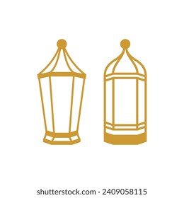 Golden Lantern arabic line art style logo design