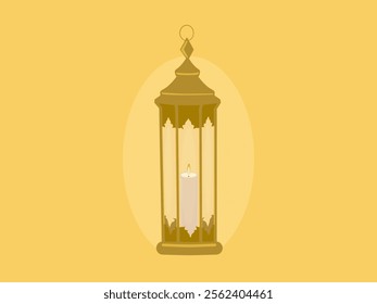 golden Lantern candle holder ramadan vector